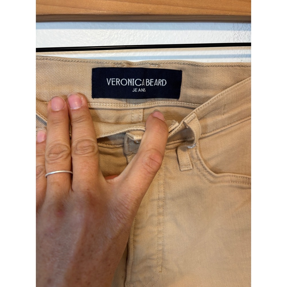 Veronica Beard Carolina Ankle Skinny Flare‎ Jeans Tan Khaki High Rise Size 27 - Picture 3 of 6